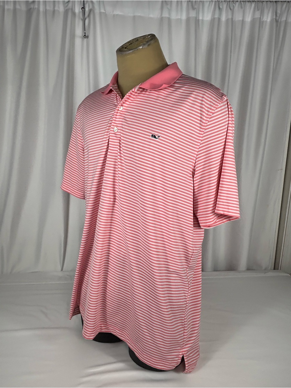 Vineyard Vines Performance Polo Pink Stripe Whale Logo Men's XL
